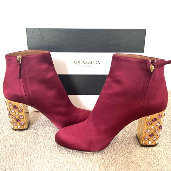 BRAND NEW $1675 Aquazurra Satin Heeled Boots - Picture 8 of 8